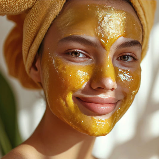 woman with turmeric face mask